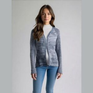 Belldini Open Front Cardigan Sweater Blue Marled Knit Lightweight Boho Size M